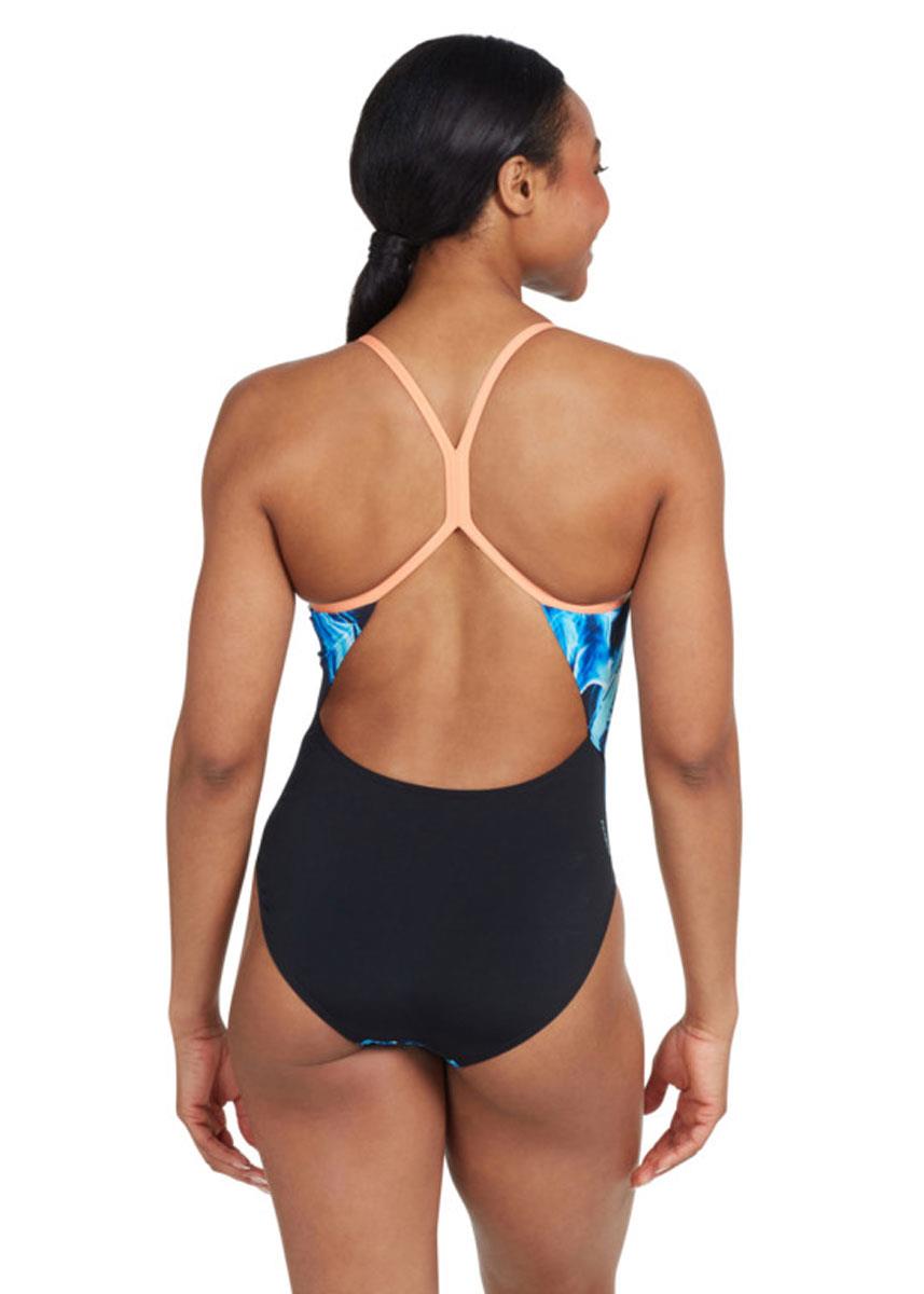 Zoggs Sprintback Swimsuit - Ocean Smoke Print