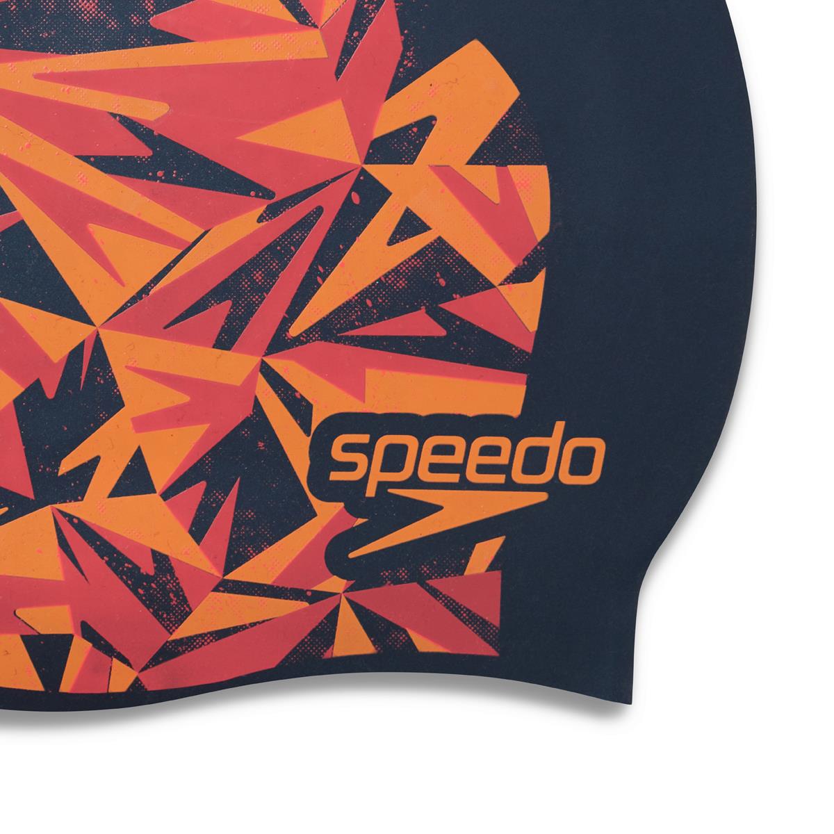 Speedo Boom Junior Silicone Cap - True Navy/ Papaya Punch/ Siren Red