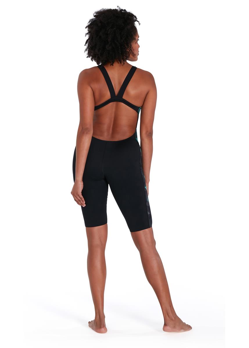 Speedo Leaderback Kneesuit - Black/ Tile/ USA Charcoal