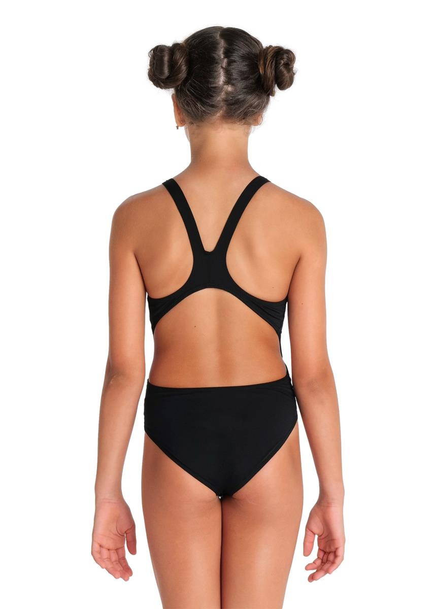 Arena Girl's Team Swim Tech Solid Swimsuit - Black/White
