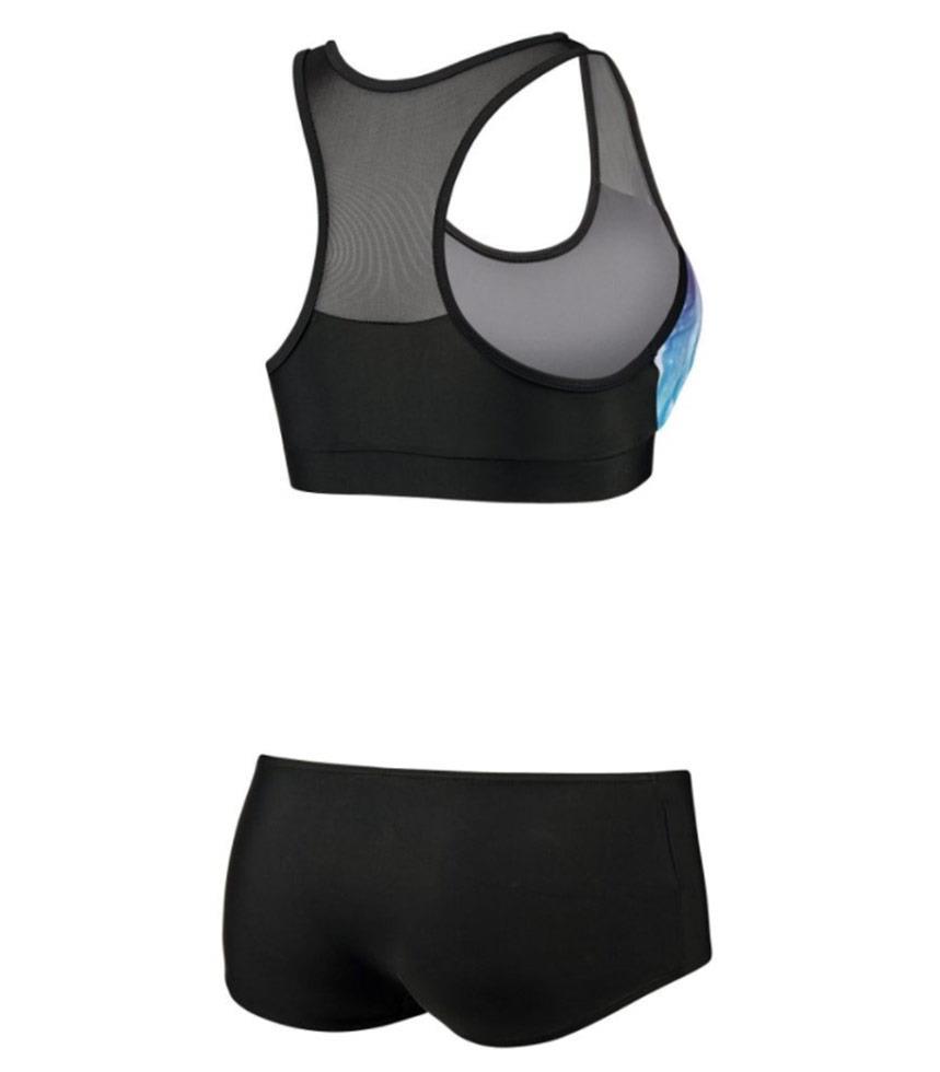 Beco Regular Fit Raceback Malh Bikini - Preto / Azul / Rosa