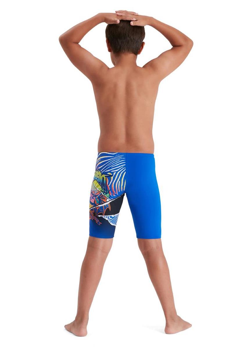 Speedo Boy's Fast Lane Placement V Cut Jammer - Blue/ Salso/ Lime