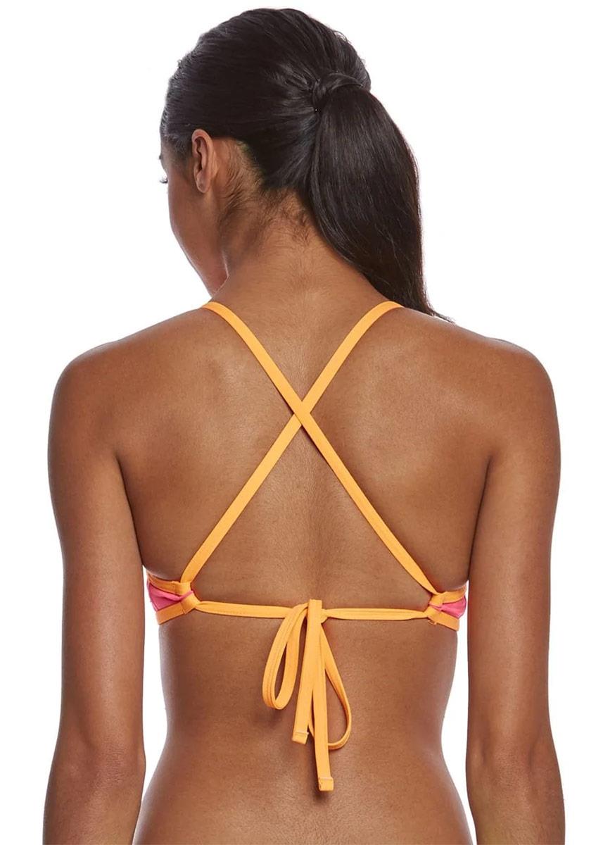TYR Womens Solid Pacific Tieback Bikini Top - Pink/Orange