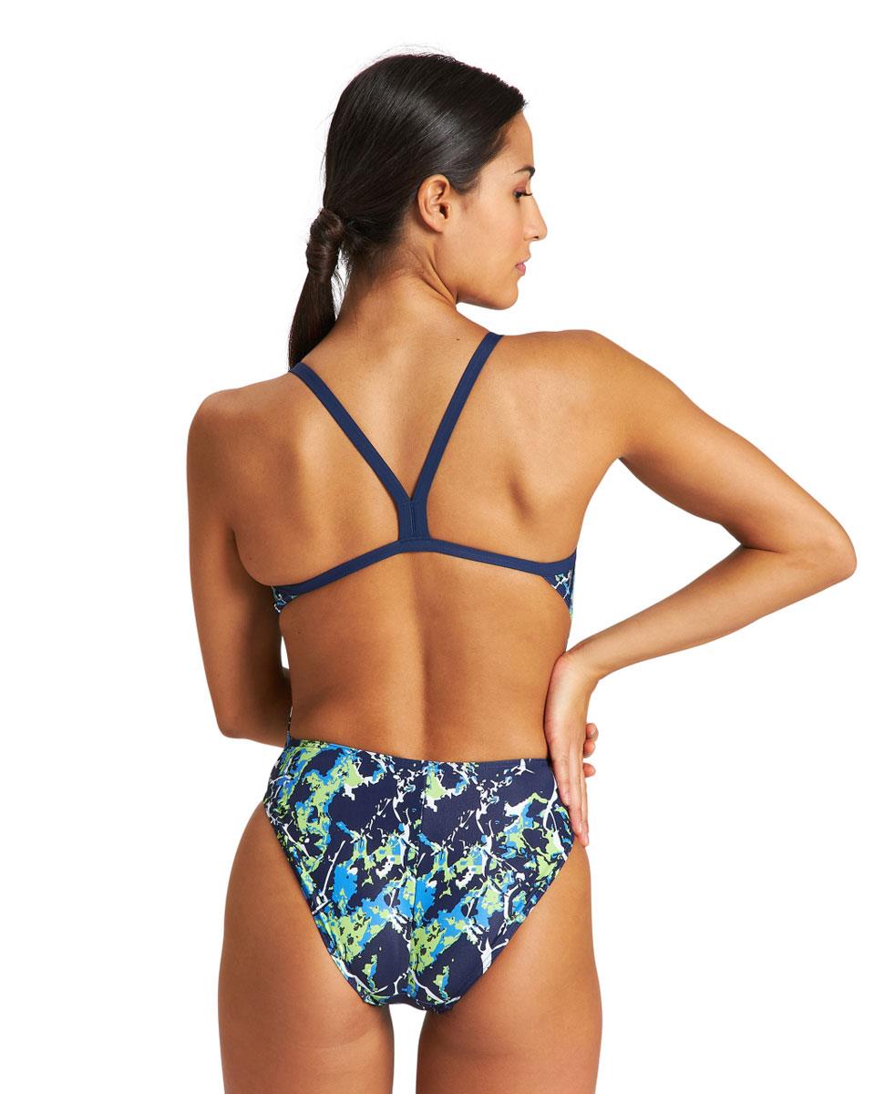 Arena Earth Texture Challenge Back Swimsuit - Navy/ Green
