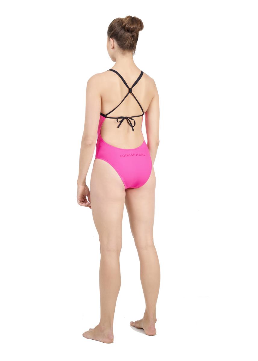 Aquasphere Essentials Tie Back Swimsuit - Bright Pink / Black