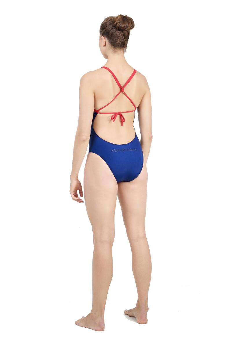 Aquasphere Essentials Tie Back Swimsuit - Navy Blue / Red