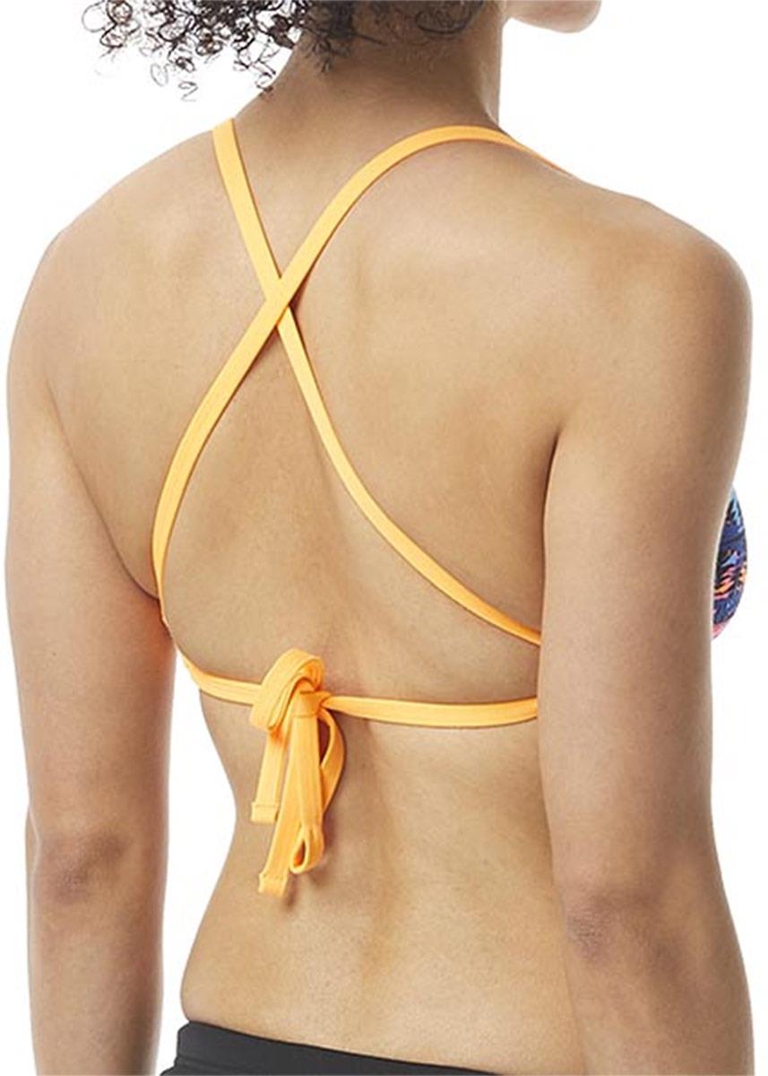 TYR Womens Kiowa Crosscut Tieback Bikini Top - Orange/Multi